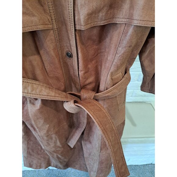 Adventure Bound Men's Leather Duster Long Length Trench Coat Lined Medium... - Picture 7 of 15